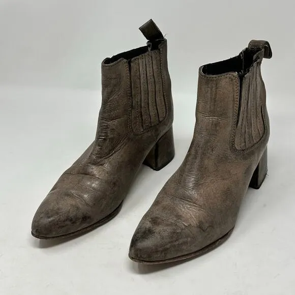 Freebird by Steven Dane Brown Leather Heeled Booties Boots