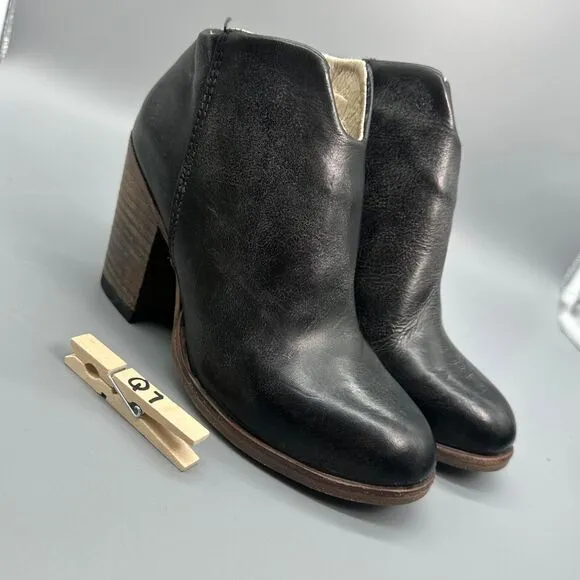 Freebird By Steven Darius Womens 5 Round Toe Black Heeled Ankle Boot Bootie Shoe