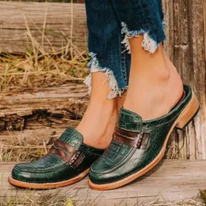 Freebird by Steven Mona Lisa Green Croco Leather Slip On Shoes, Women 8