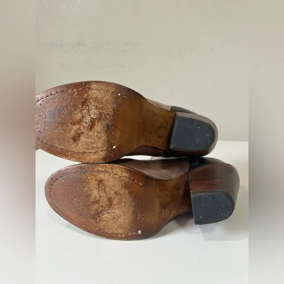 Freebirds | Detroit Leather Side Zip Ankle Boots Cognac Brown Cowboy Western 8