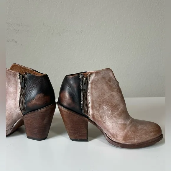 Freebirds | Detroit Leather Side Zip Ankle Boots Cognac Brown Cowboy Western 8
