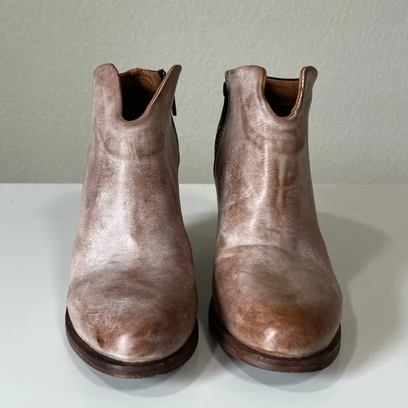 Freebirds | Detroit Leather Side Zip Ankle Boots Cognac Brown Cowboy Western 8