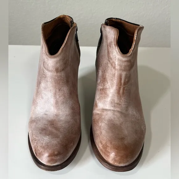 Freebirds | Detroit Leather Side Zip Ankle Boots Cognac Brown Cowboy Western 8