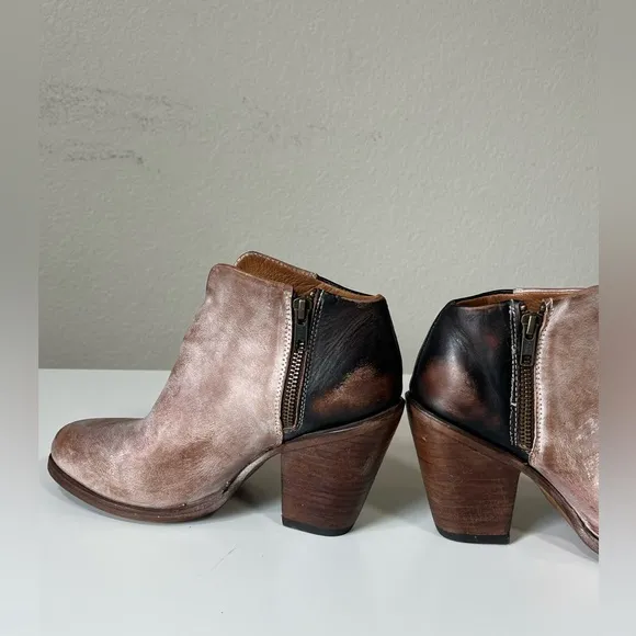 Freebirds | Detroit Leather Side Zip Ankle Boots Cognac Brown Cowboy Western 8