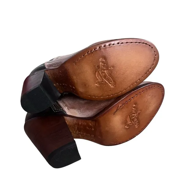 Freebirds | Detroit Leather Side Zip Ankle Boots Cognac Brown Cowboy Western 9