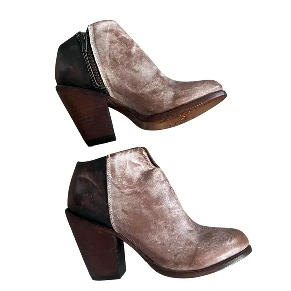 Freebirds | Detroit Leather Side Zip Ankle Boots Cognac Brown Cowboy Western 9