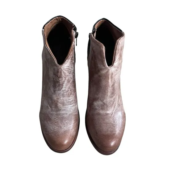 Freebirds | Detroit Leather Side Zip Ankle Boots Cognac Brown Cowboy Western 9