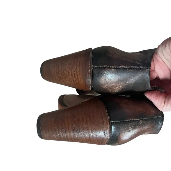 Freebirds | Detroit Leather Side Zip Ankle Boots Cognac Brown Cowboy Western 9