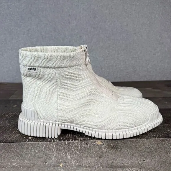 Free People Camper Womens Size 40 US 9.5 Tightknit Zip Front Boots White