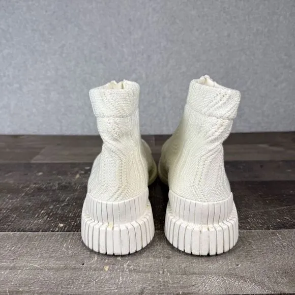 Free People Camper Womens Size 40 US 9.5 Tightknit Zip Front Boots White