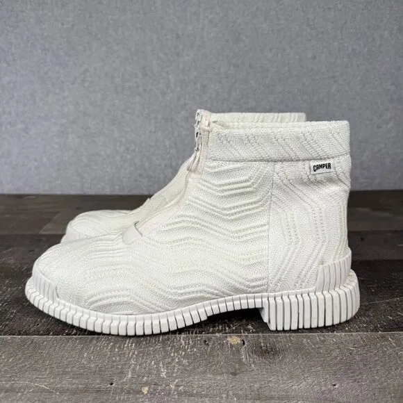 Free People Camper Womens Size 40 US 9.5 Tightknit Zip Front Boots White