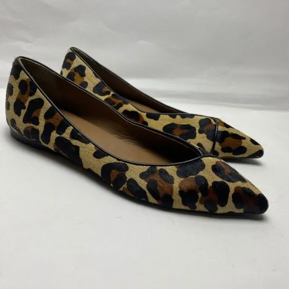 FRENCH SOLE/NY Peppy Animal Print Calf Hair Flats Size 8.5