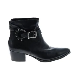 Frye Black Leather Ankle Boots Booties Western Side Zip Size 10 EUC