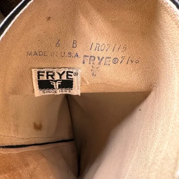 Frye Black Tall Leather Western Boots with Feather Detail Size 6 B