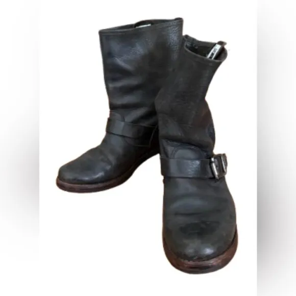 Frye blk Engineer blk 100% leather moto boots SZ 6