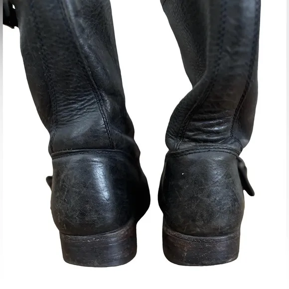 Frye blk Engineer blk 100% leather moto boots SZ 6