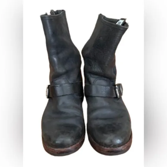 Frye blk Engineer blk 100% leather moto boots SZ 6