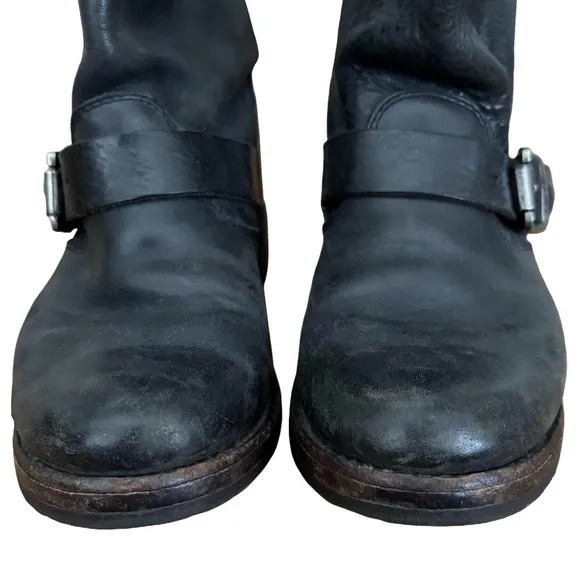 Frye blk Engineer blk 100% leather moto boots SZ 6