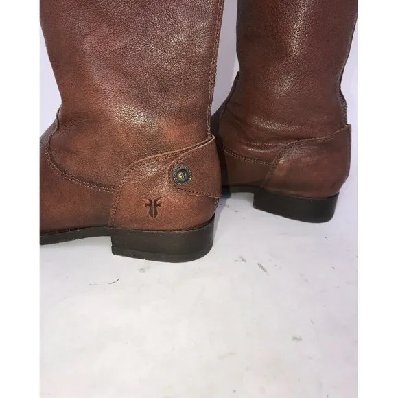 Frye Boots Melissa 76430 Button Back Zip Cognac 6B