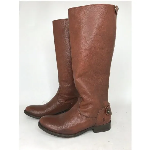 Frye Boots Melissa 76430 Button Back Zip Cognac 6B