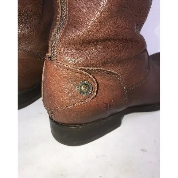 Frye Boots Melissa 76430 Button Back Zip Cognac 6B