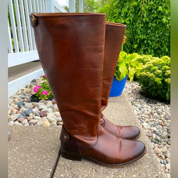 FRYE Brown Leather Knee High Zip-Up Boots - Women’s 6.5