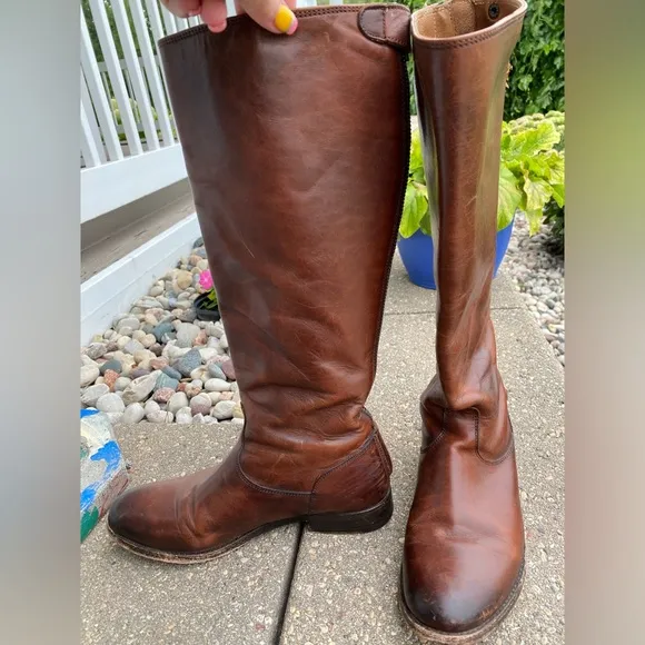 FRYE Brown Leather Knee High Zip-Up Boots - Women’s 6.5