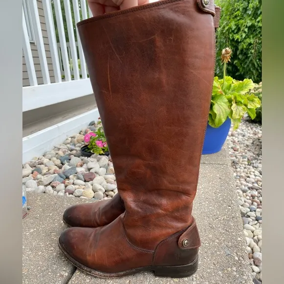 FRYE Brown Leather Knee High Zip-Up Boots - Women’s 6.5