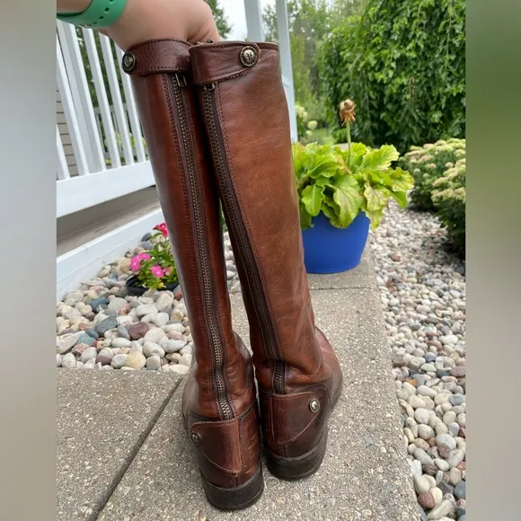 FRYE Brown Leather Knee High Zip-Up Boots - Women’s 6.5