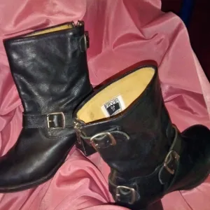 Frye Buckle Moto Ankle Boots Vicky, black