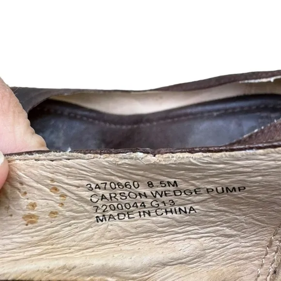 FRYE Carson Wedge Pump US 8.5 Brown Leather Shoes round toe