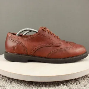 Frye Derby Shoes Mens 11 Brown Leather Wingtip Dress Casual Comfort