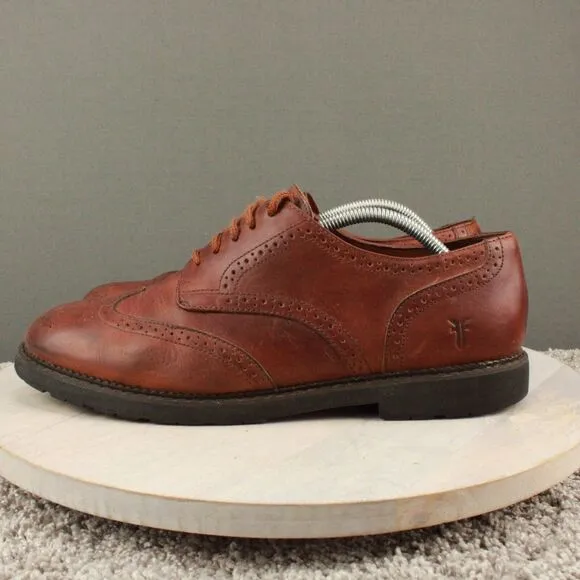 Frye Derby Shoes Mens 11 Brown Leather Wingtip Dress Casual Comfort