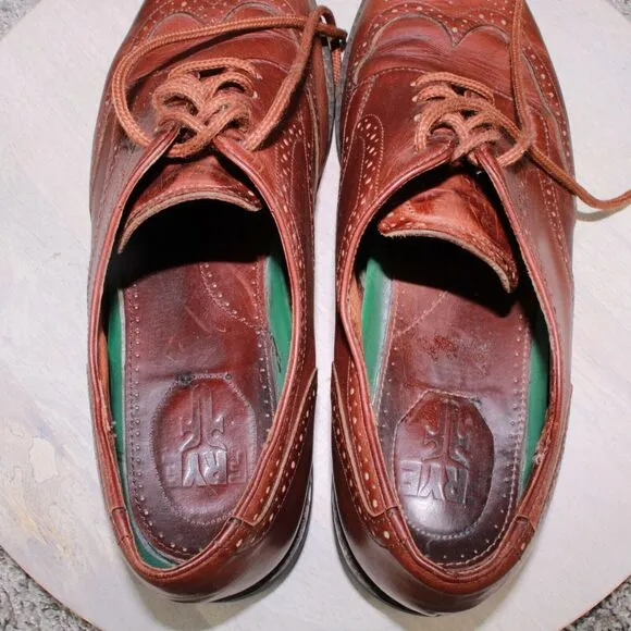 Frye Derby Shoes Mens 11 Brown Leather Wingtip Dress Casual Comfort