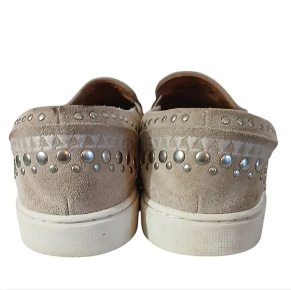 Frye Ivy Embroidered Sneakers size 10 Women's Studded Suede Slip On Shoes