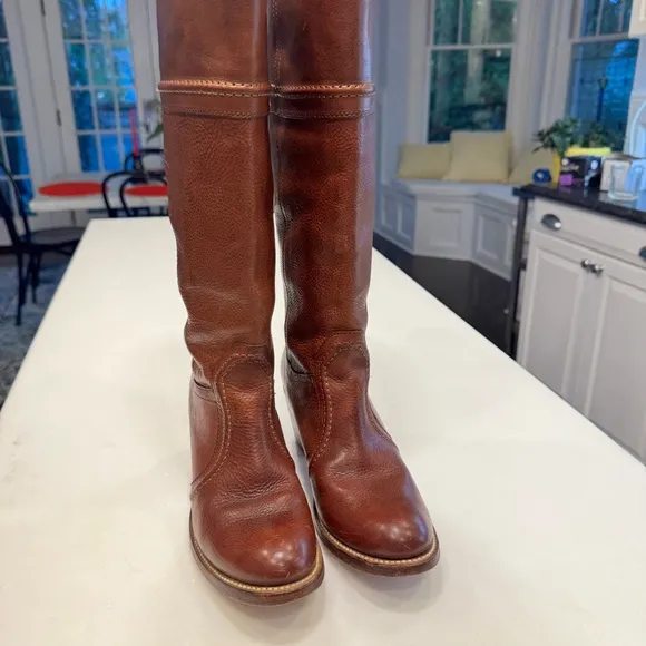 FRYE JANE WOMEN’S LEATHER TALL BOOTS BROWN 8.5 $348 Excellent!