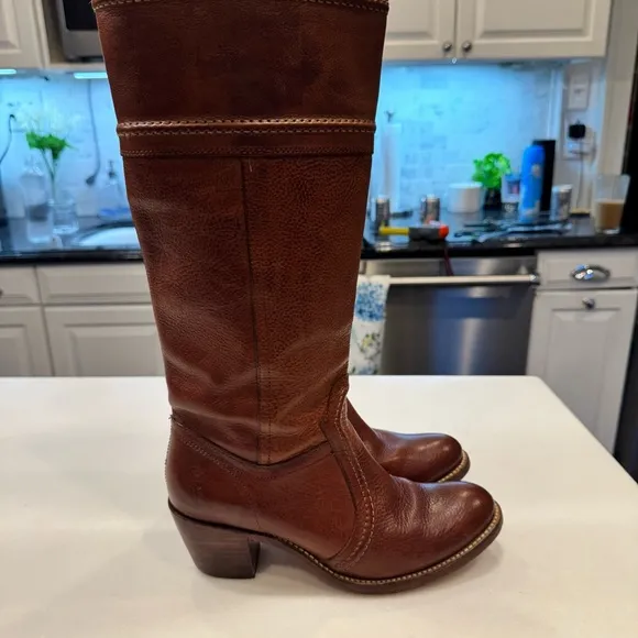 FRYE JANE WOMEN’S LEATHER TALL BOOTS BROWN 8.5 $348 Excellent!
