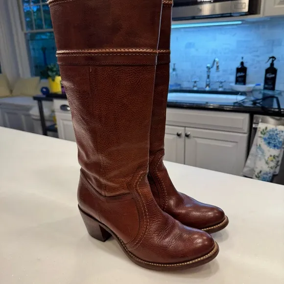 FRYE JANE WOMEN’S LEATHER TALL BOOTS BROWN 8.5 $348 Excellent!