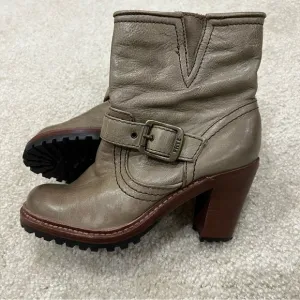 FRYE Lucy Engineer Boots Booties Green Brown Leather Women’s Size 6  (76755),