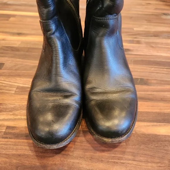 Frye Melissa Button Womens Black Leather Boots Extended Calf
