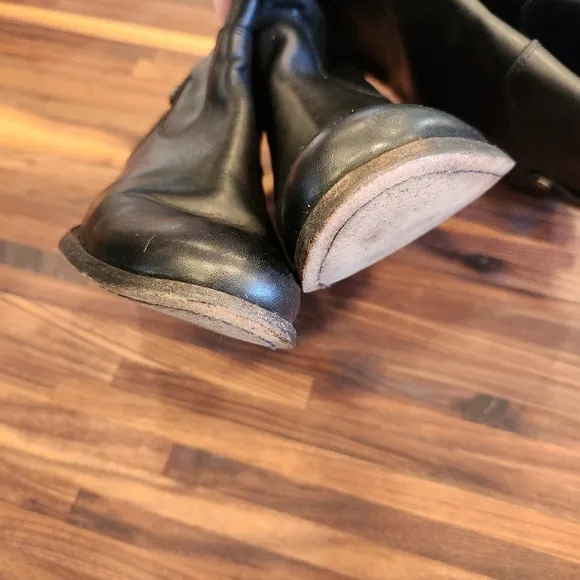 Frye Melissa Button Womens Black Leather Boots Extended Calf