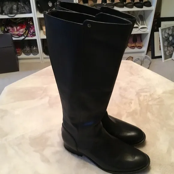 Frye Melissa Stud Black Leather Riding Boots - 6.5