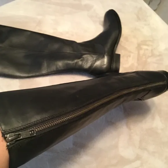 Frye Melissa Stud Black Leather Riding Boots - 6.5