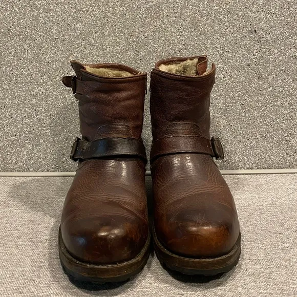 Frye Men's Brown Leather Shearling Boots size 10