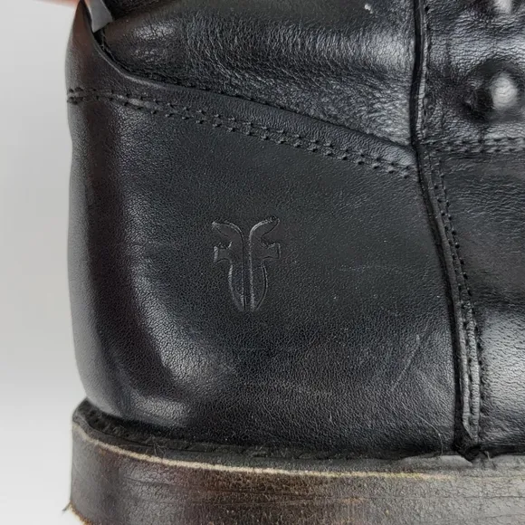 Frye Paige Studded Tall Riding Leather Boots Black 7.5