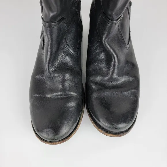 Frye Paige Studded Tall Riding Leather Boots Black 7.5