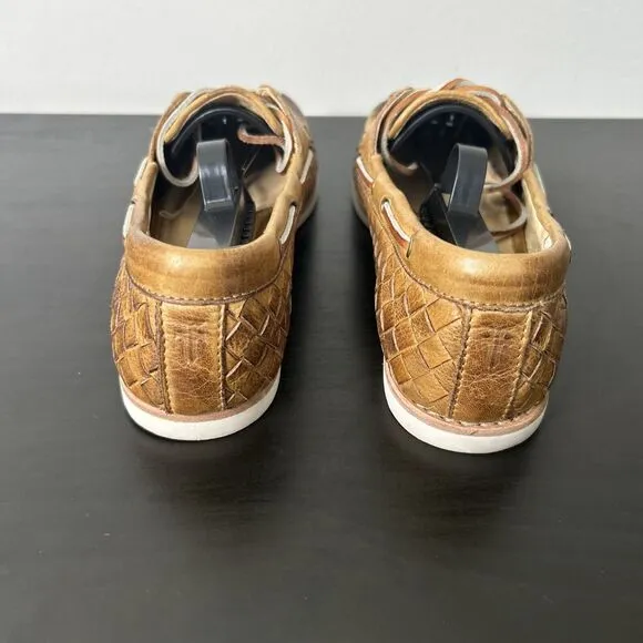 Frye Quincy Soft‎ Weave Boat Shoe Women's Size 7.5 Camel Brown EUC