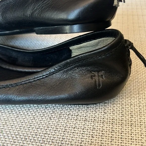 Frye Regina Ballet Flats Black Leather Pointed Toe Slip On Shoes Women Size 6