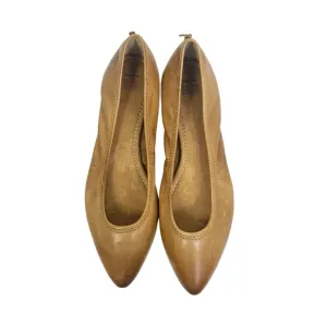 FRYE Regina Pointed Toe Smooth Tan Leather Ballet Flats Women's 9.5