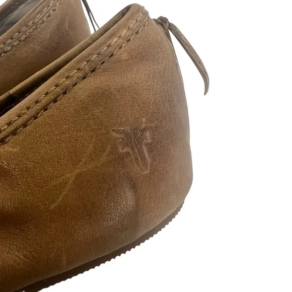 FRYE Regina Pointed Toe Smooth Tan Leather Ballet Flats Women's 9.5